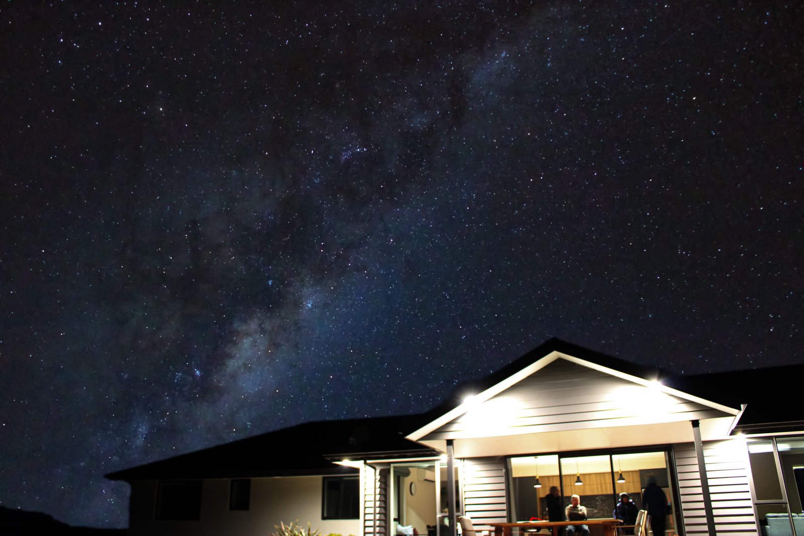 Milky Way shining above a peaceful private accommodation in Twizel.